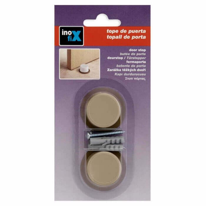 BUTEE DE PORTE AVEC VIS BEIGE, LOT DE 2 PIECES - BUTOIRS ET ARRETS - Mr Bricolage : Outillage, Jardinage, Animalerie, Electricité