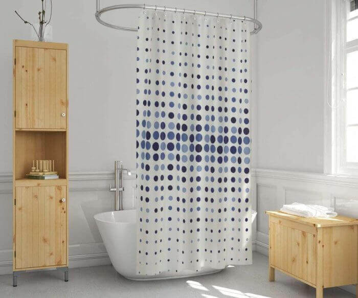 RIDEAU DE DOUCHE EN POLYESTER MOTIF BLEU - RIDEAUX ET BARRE DE DOUCHE ET TAPIS SALLE DE BAIN - Mr Bricolage : Outillage, Jardinage, Animalerie, Electricité