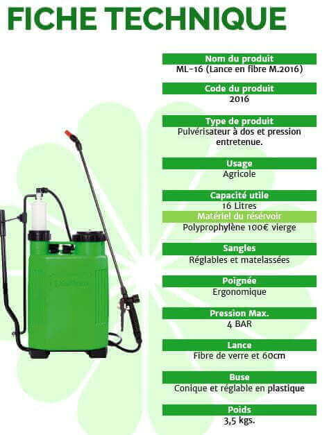 PULVERISATEUR 16 LITRES - POMPE ET PULVERISATEUR - Mr Bricolage : Outillage, Jardinage, Animalerie, Electricité