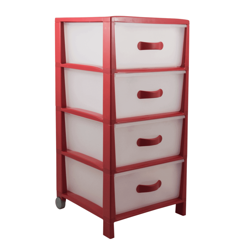 TOUR DE RANGEMENT AVEC 4 TIROIRS AVEC 2 ROUES COULEUR ROUGE 84X40X40 CM - BUREAU - Mr Bricolage : Outillage, Jardinage, Animalerie, Electricité