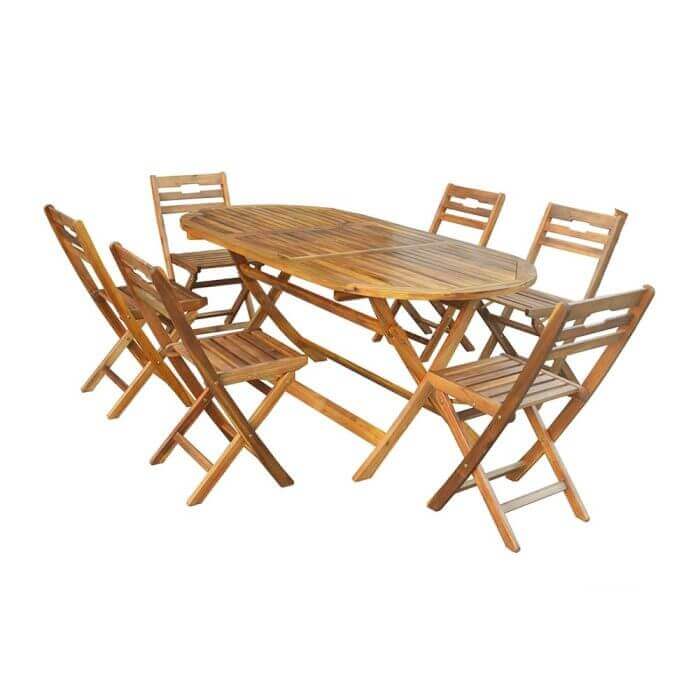 SET TABLE OVALE +6 CHAISES EN ACACIA - AMENAGEMENT PLEIN AIR - Mr Bricolage : Outillage, Jardinage, Animalerie, Electricité