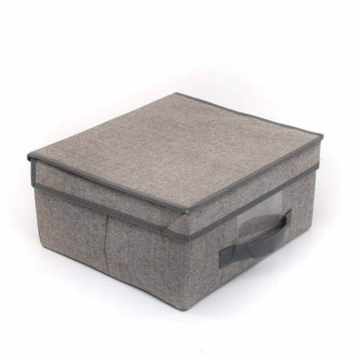 BOX DE RANGEMENT EN TISSU AVEC COUVERCLE DISPONIBLE EN GRIS CLAIR ET FONCE 39X29X19 CM - AMÉNAGEMENT DRESSING - Mr Bricolage : Outillage, Jardinage, Animalerie, Electricité