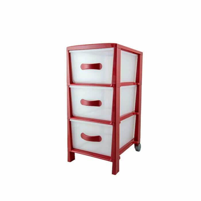 TOUR DE RANGEMENT SLIM  AVEC 3 TIROIRS COULEUR ROUGE AVEC 2 ROUES 29.50 X38X63 CM - BUREAU - Mr Bricolage : Outillage, Jardinage, Animalerie, Electricité