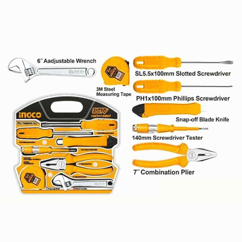 JEU D’OUTILS A MAIN 7 PIECES INGCO - Outillage à main - Mr Bricolage : Outillage, Jardinage, Animalerie, Electricité